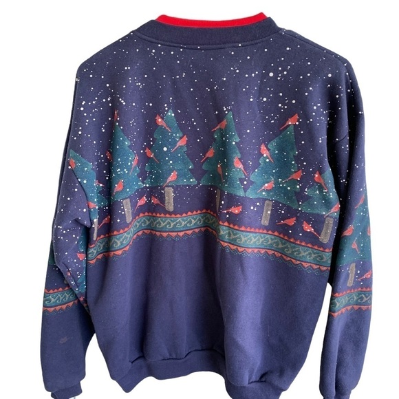 Vintage Artisans Sunschein Cardigan Sweatshirt Kentucky Cardinal Birds Tree S M - Picture 7 of 7